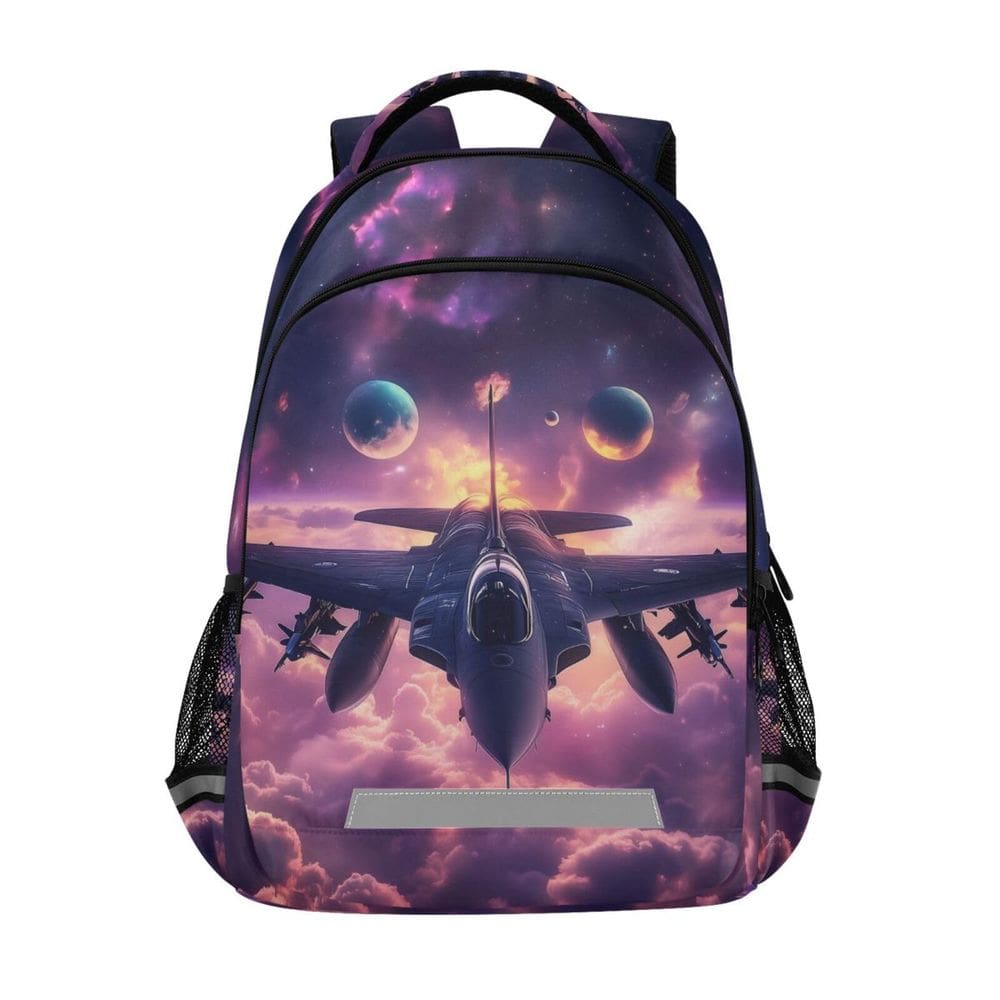 Mochila WEVIBOFU Purple Fighter Jet Sky Cloud para crianças de 6 a 12 anos