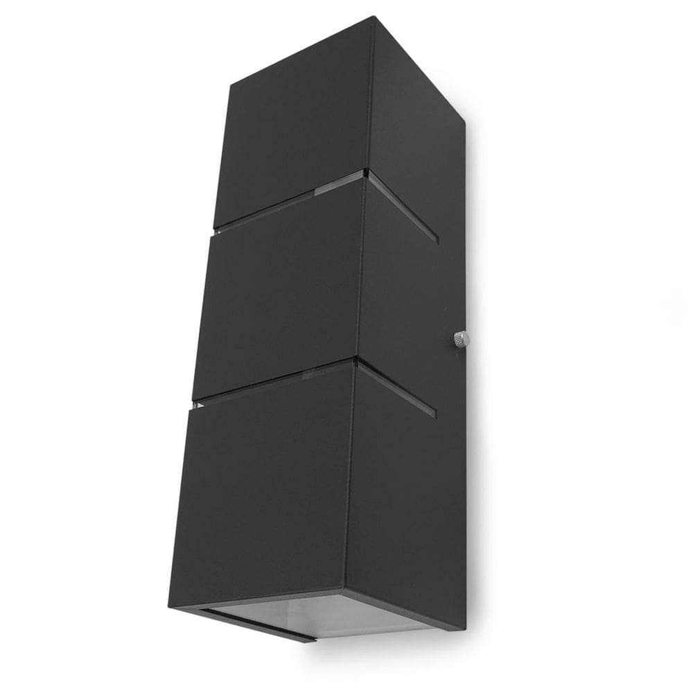 Kit Arandela 2 Focos Fachos 30Cm Externa Preta - 3 unidades
