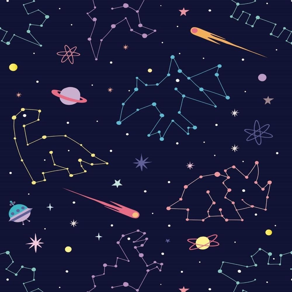Papel De Parede Adesivo Constelação Dinossauro Planetas 3M