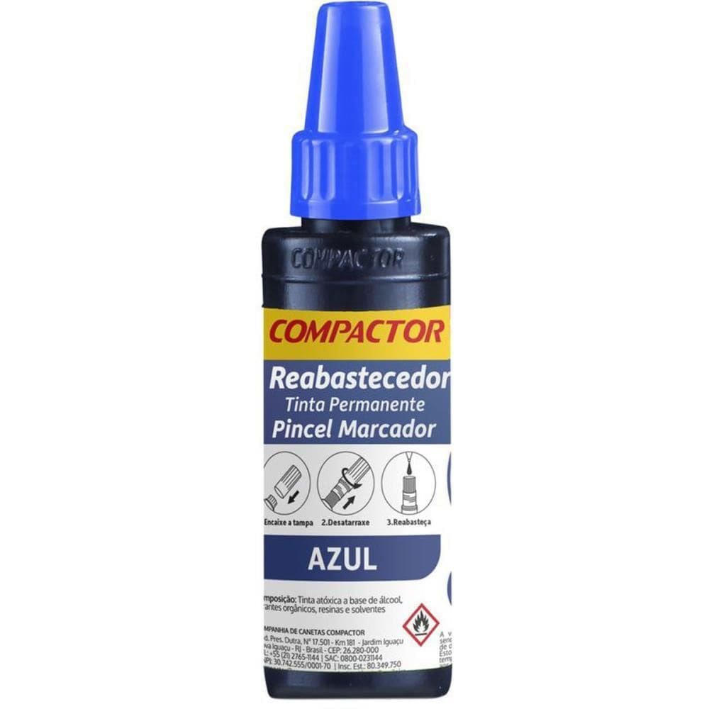 Tinta Marcador Permanente Reabastecedor 030Ml Azul