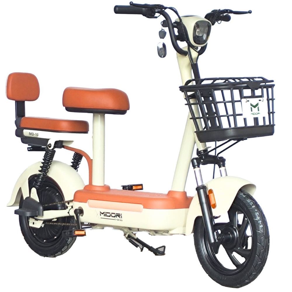Bicicleta Elétrica MD-10 com Alarme E Retrovisor 500W 48V Branca Midori
