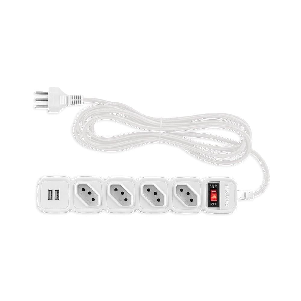 Protetor Elétrico Filtro 4 Tomadas 2 Portas Usb Epe 204+ 3mt