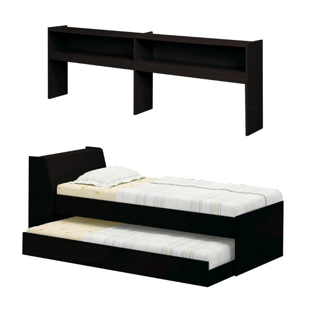 Cama Solteiro Bicama Est Com 2 Colchões Ditália Bb2829 Preto