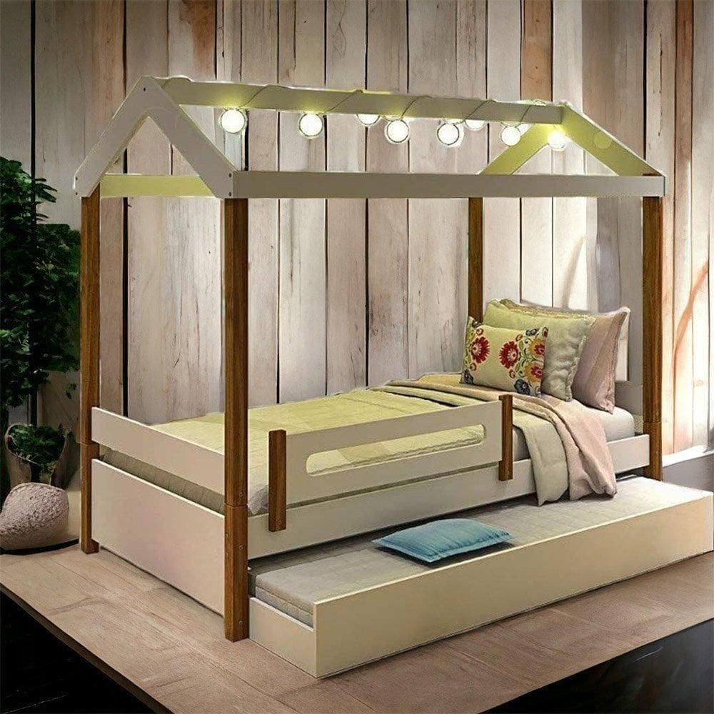 Cama Casa Elisa Branca Com Led E Aux,