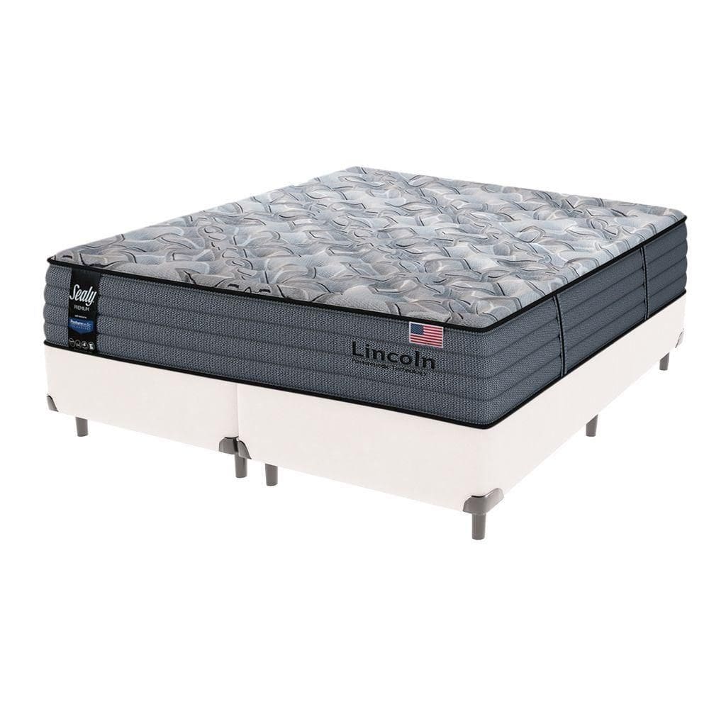 Cama Box Branco E Colchão Queen Lincoln Molas Ensacadas Sealy