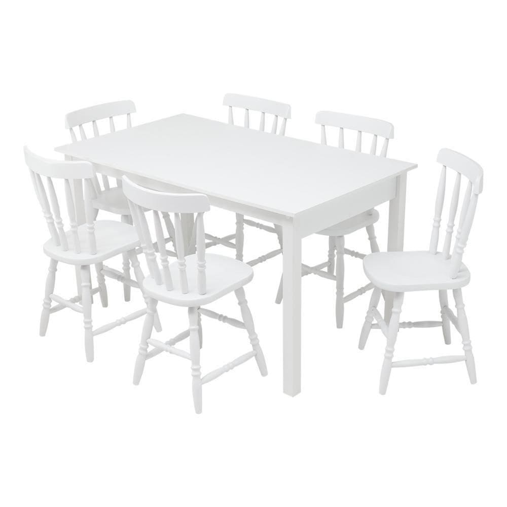 Mesa De Jantar Ditália Com 6 Cadeiras Ja-225 Branco