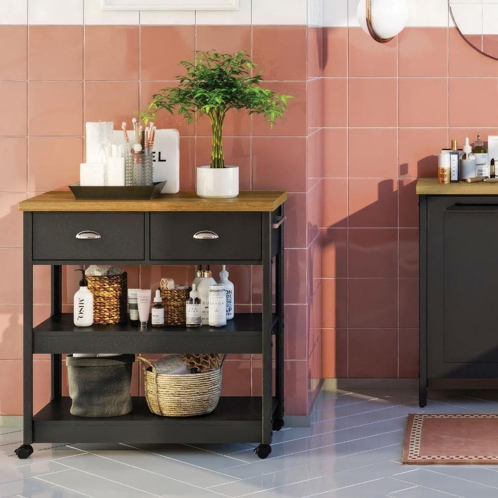 Gabinete Banheiro Ditália 2 Gavetas Ba-135 Preto