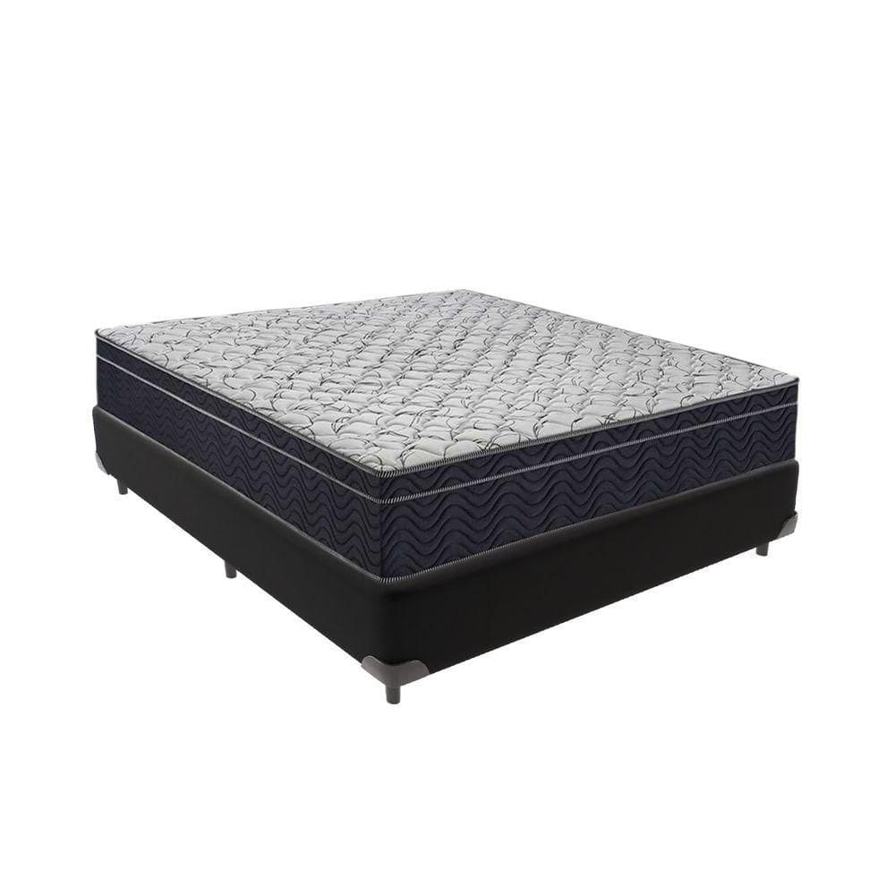 Cama + Box Casal Colchão Ortobom D45 Airtech Extra Firme Preto