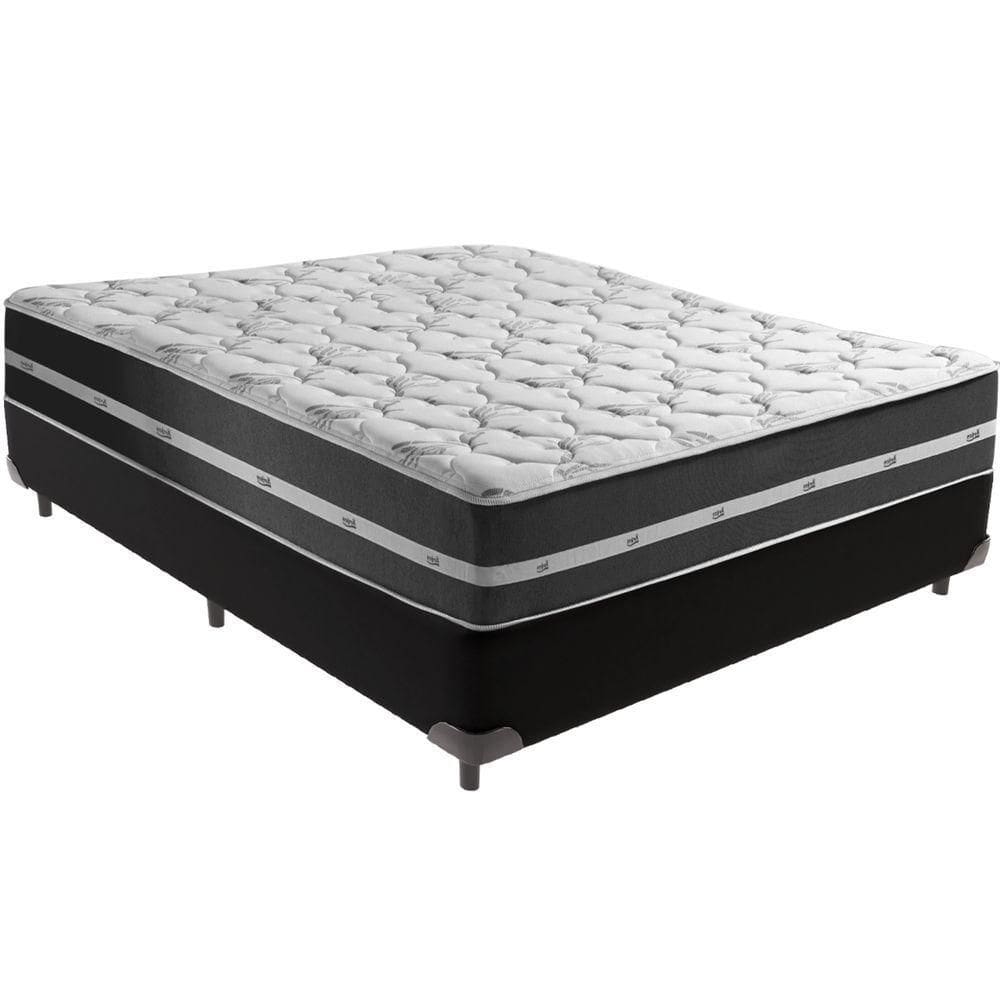 Cama Box Preto E Colchão Classic Preto Molas Ensacadas Casal