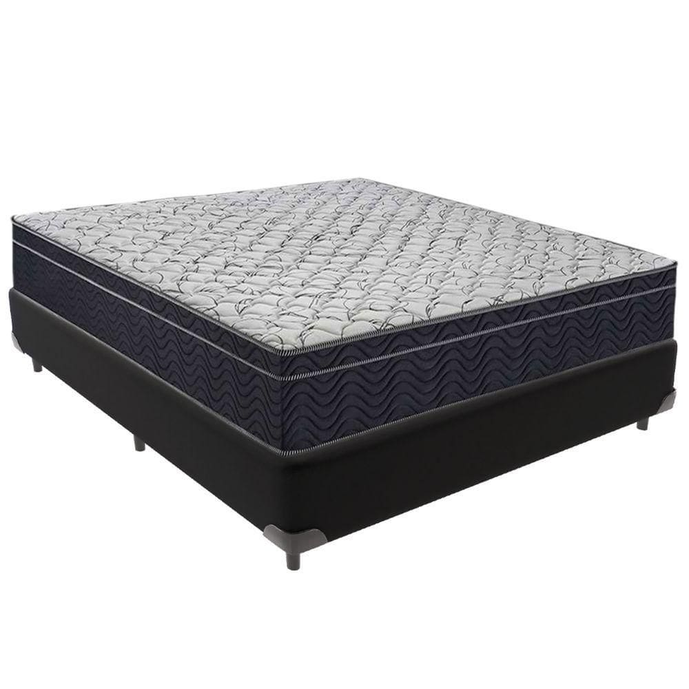 Cama Box Preto E Colchão Airtech 150 Espuma D45 Casal Ortobom