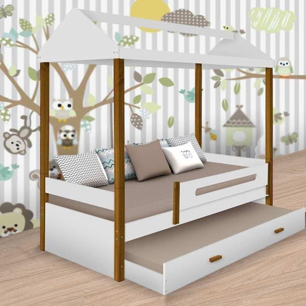 Cama Casa Sara Branca Com Auxiliar