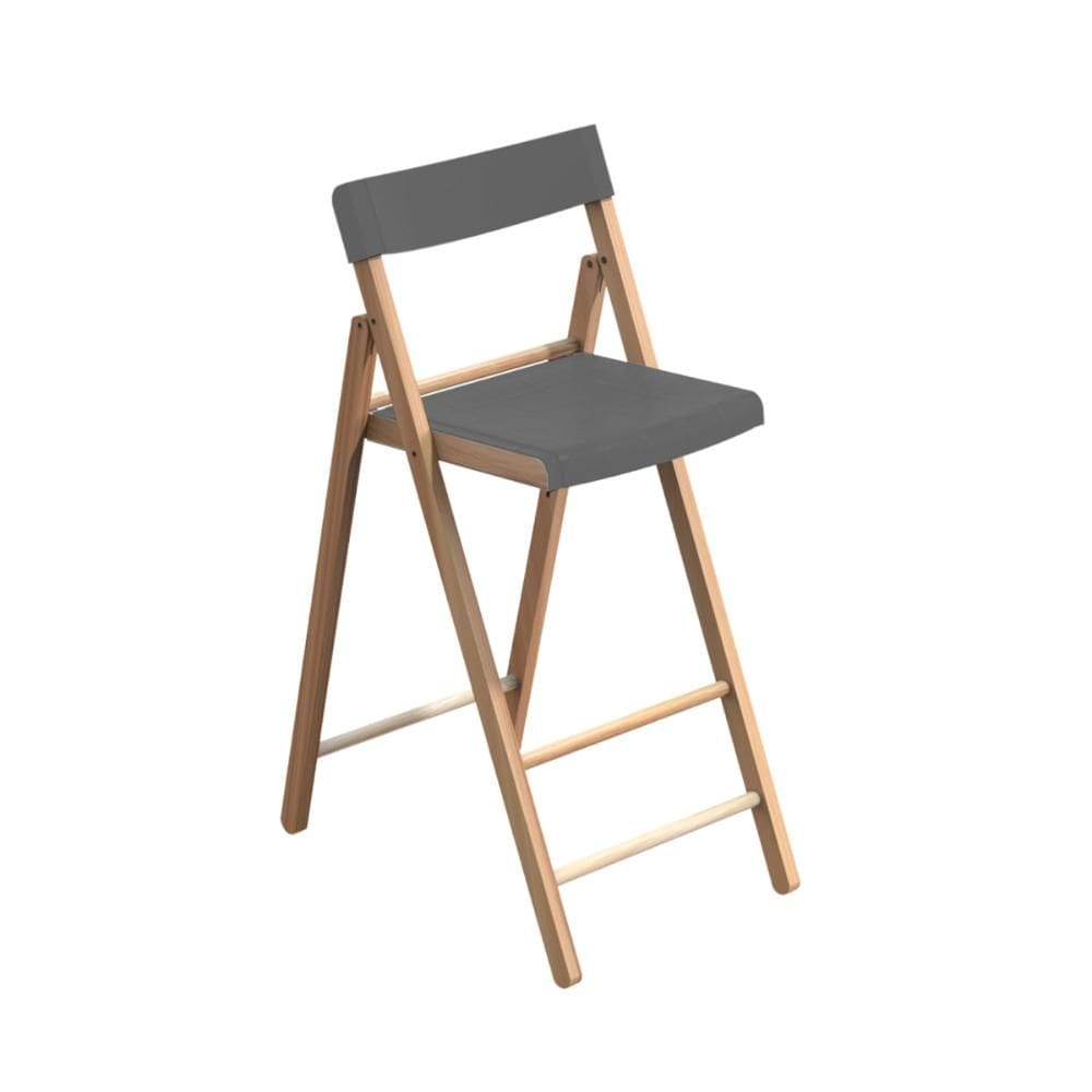 Banqueta Dobrável Alta com Encosto Tramontina Potenza Grafite Madeira Tauari Natural