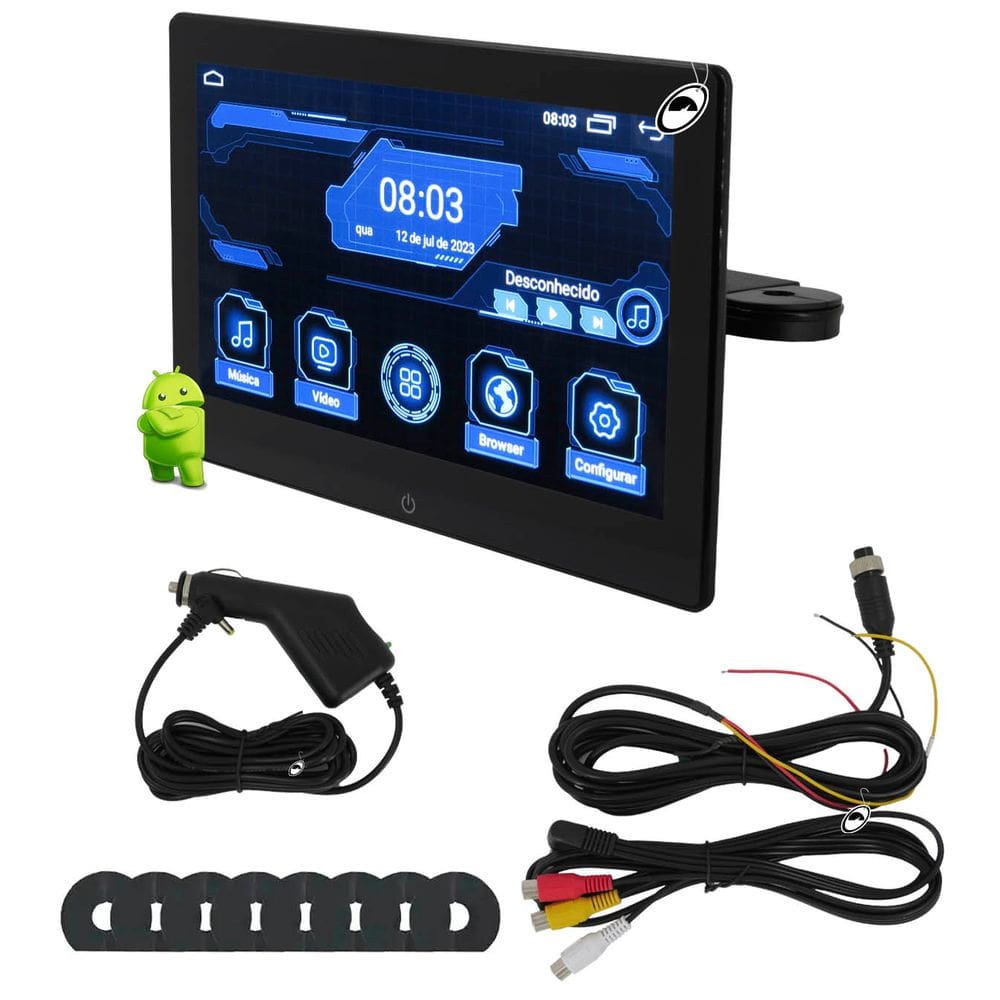 Monitor Encosto de Acoplar 10&quot; Polegadas Android Full Touch USB H-Tech