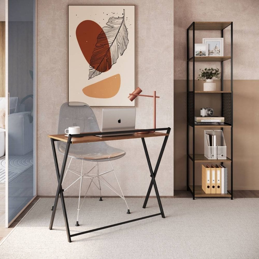 Combo Mesa Escrivaninha e Estante p/ Escritório Sala Quarto