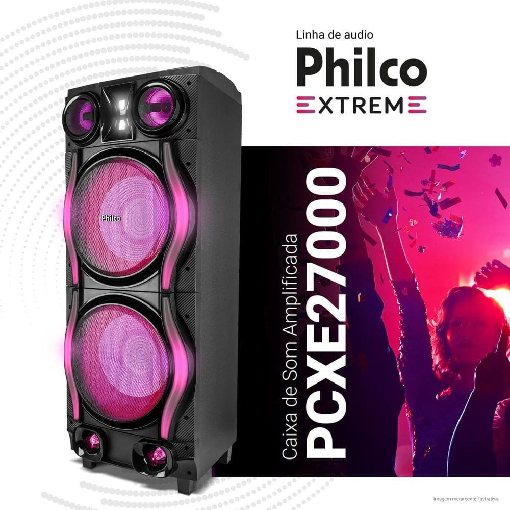 Caixa de Som Amplificada Philco Woofer Duplo | Extra