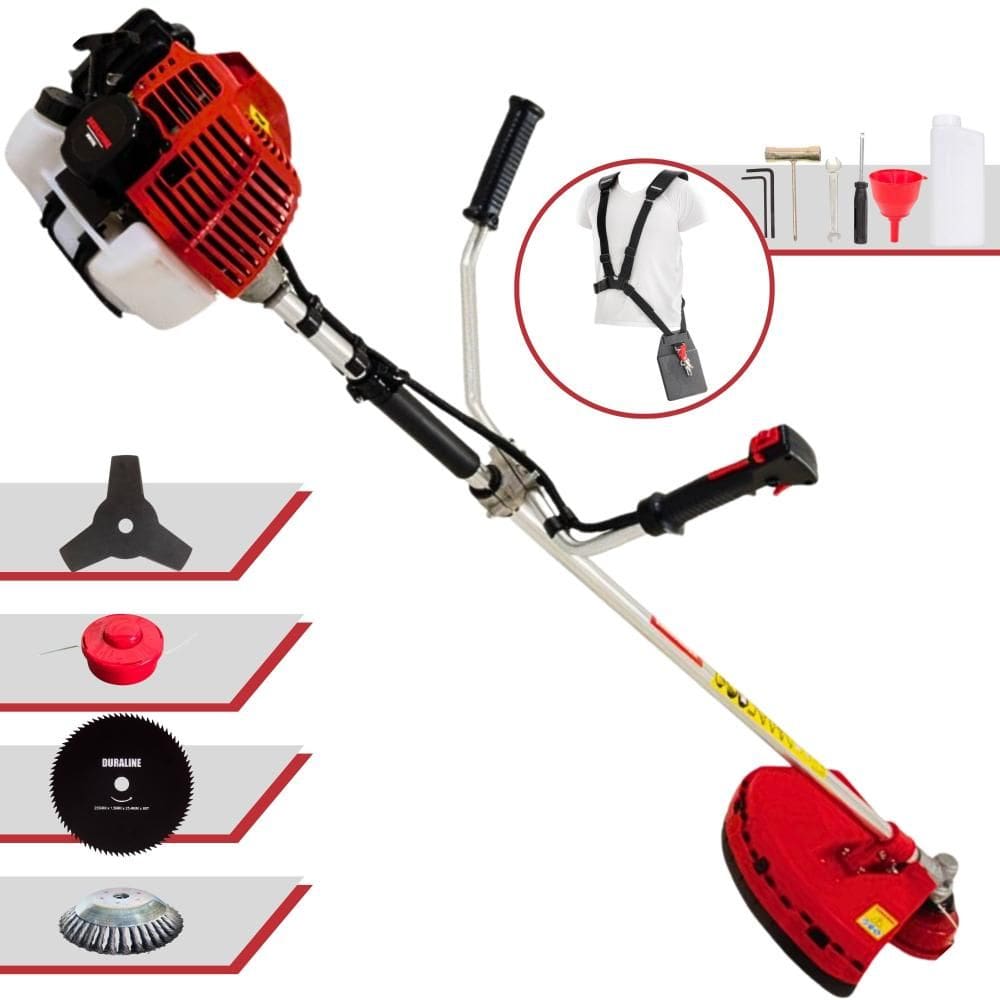 Roçadeira Máquina de Corta Grama À Gasolina KW43L 2T 43cc 1,7HP Alta Rotação Com Carretel e Lâmina 3 Pontas + EXTRA Lâmina 80 Dentes e Escova de Aço