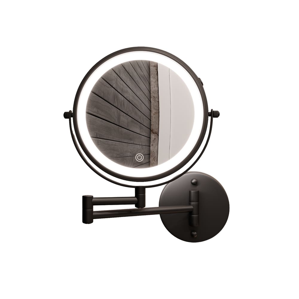 Espelho Redondo Black E6605 EF-L-8 Com Luz Italy Line