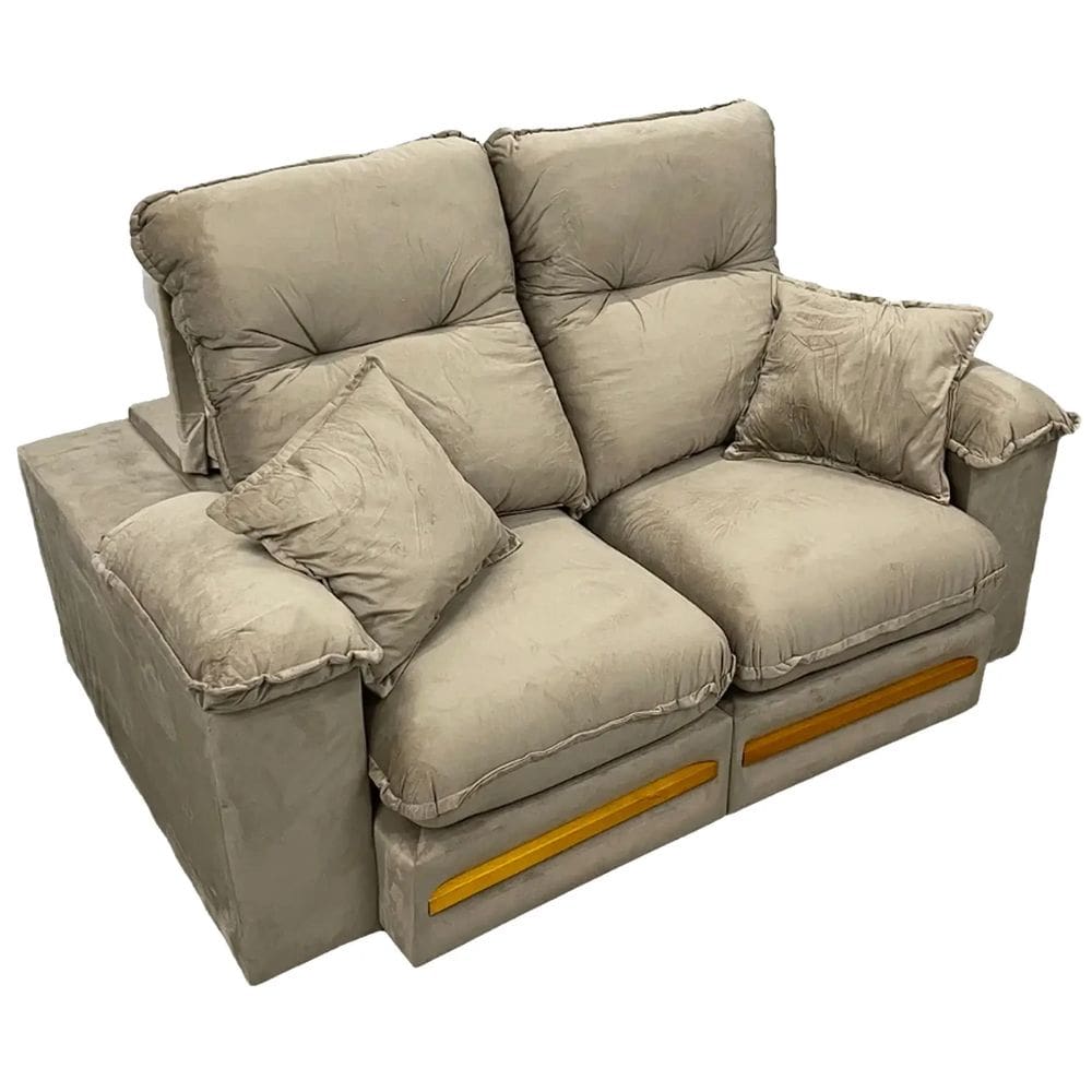 Sofá Libano 2 Lugares Retrátil e Reclinável 180cm Tecido Veludo Aifos Cor Bege