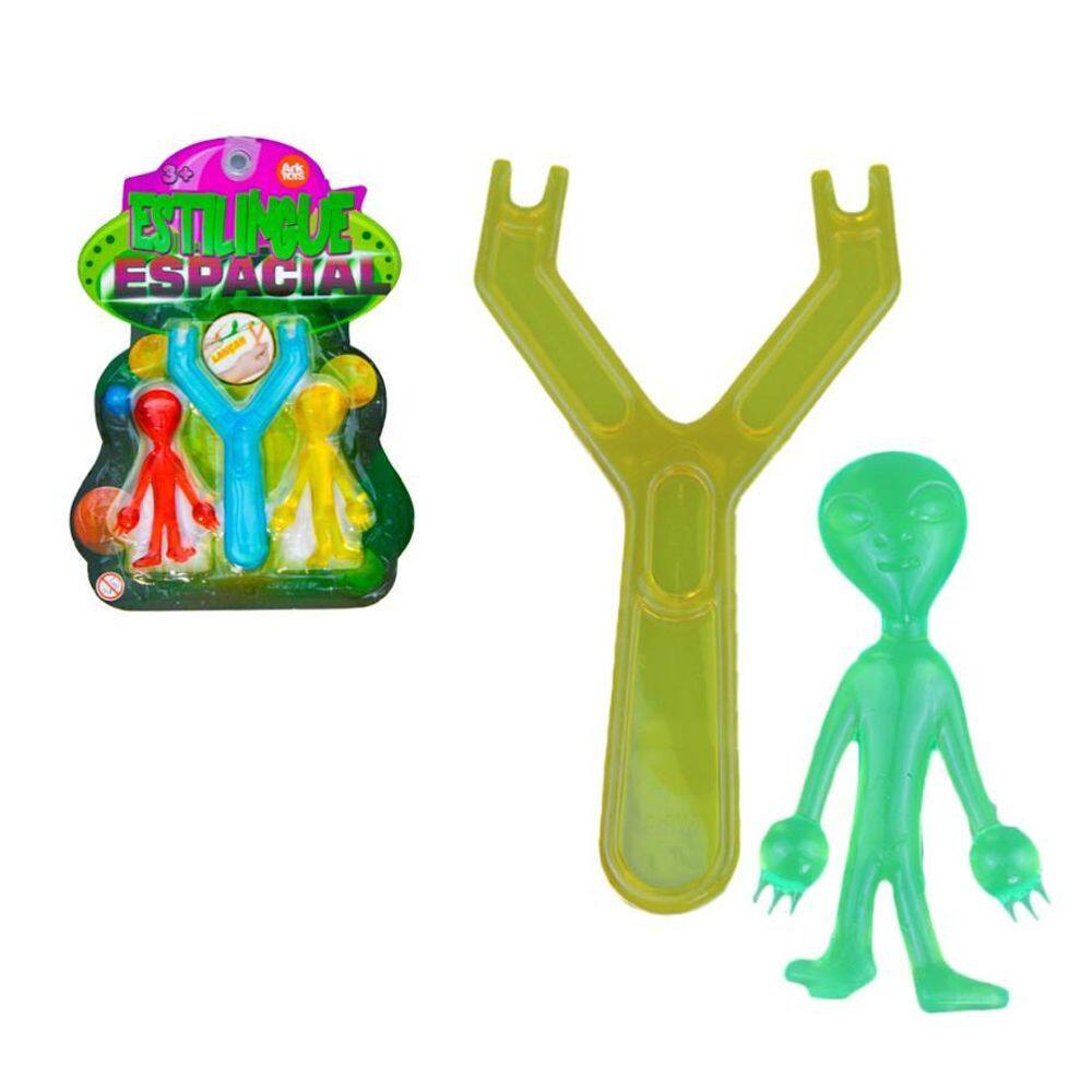 Brinquedo Estilingue Lança Alien Sensorial Gruda Na Parede