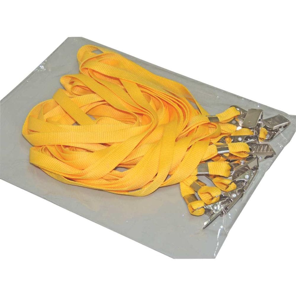 Cordão Para Crachá Tecido Amarelo Com Presilha Jacaré