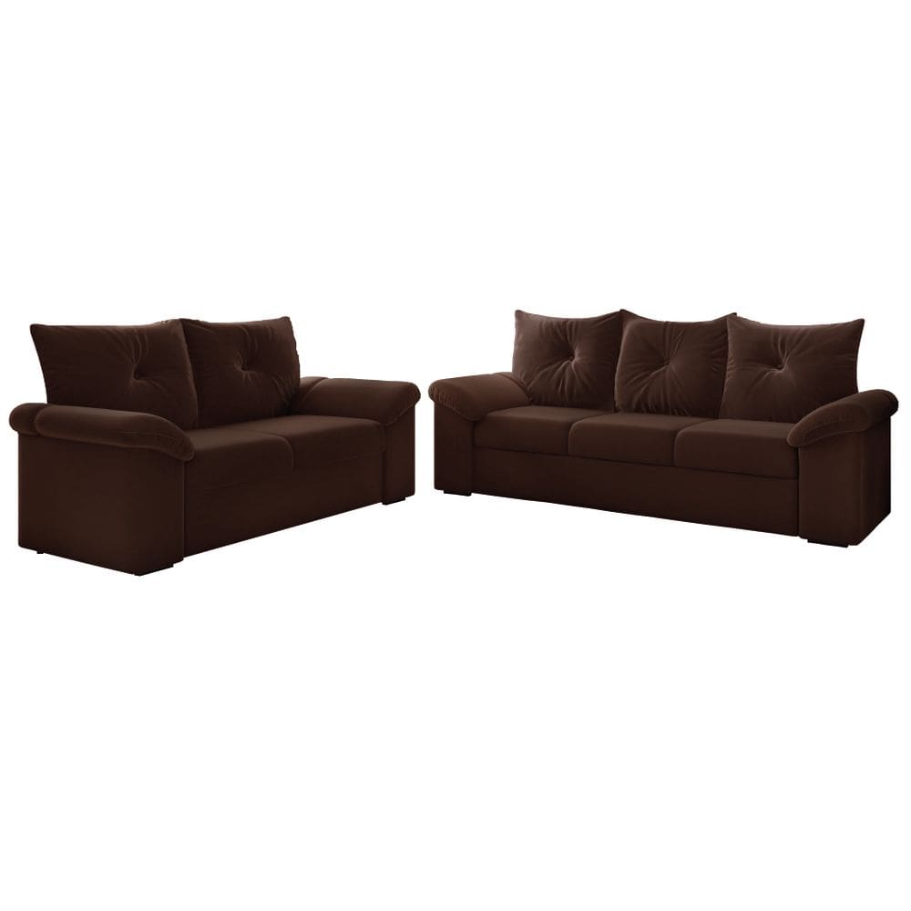 Conjunto de Sofá 2 e 3 Lugares Taurus Veludo Mamflex