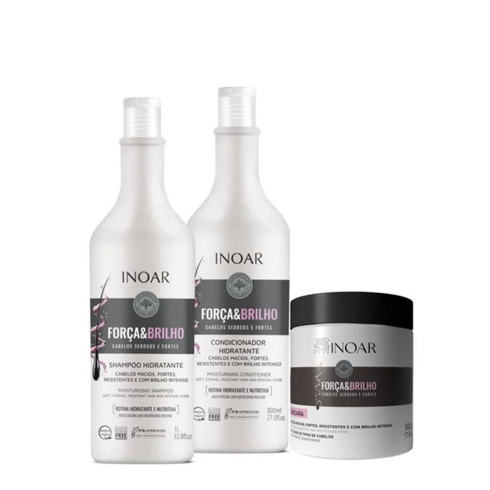 Inoar Kit Força e Brilho Hidratante 3 Produtos