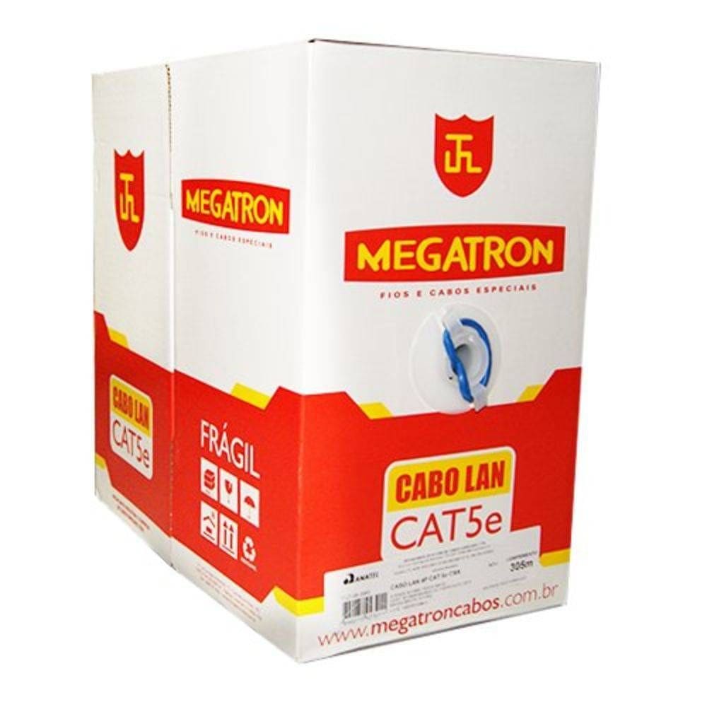 Cabo De Rede Megatron 4Pares Cat5E Cx.305Metros Cobre