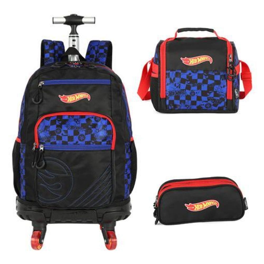 Kit Mochila Rodinhas 360 Porta Notebook Hot Wheels