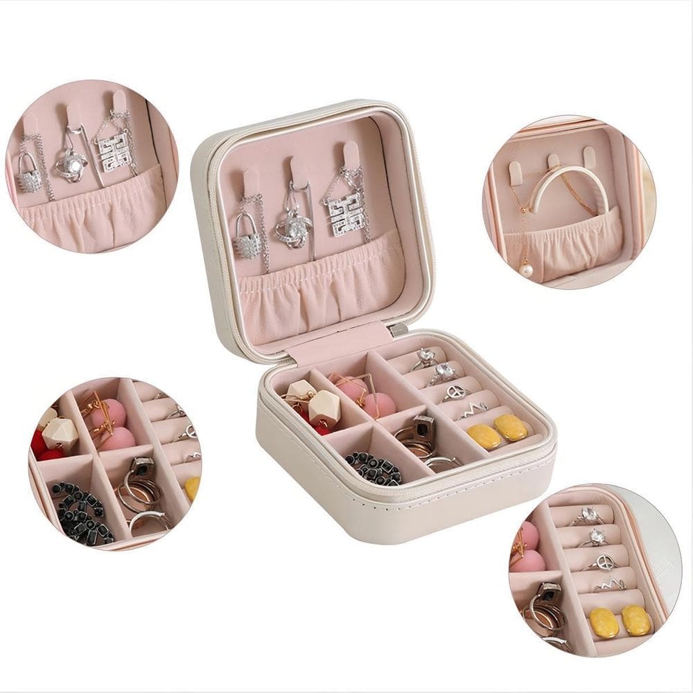 Mini Porta Jóias Viagem Zíper Organizadora Rosa