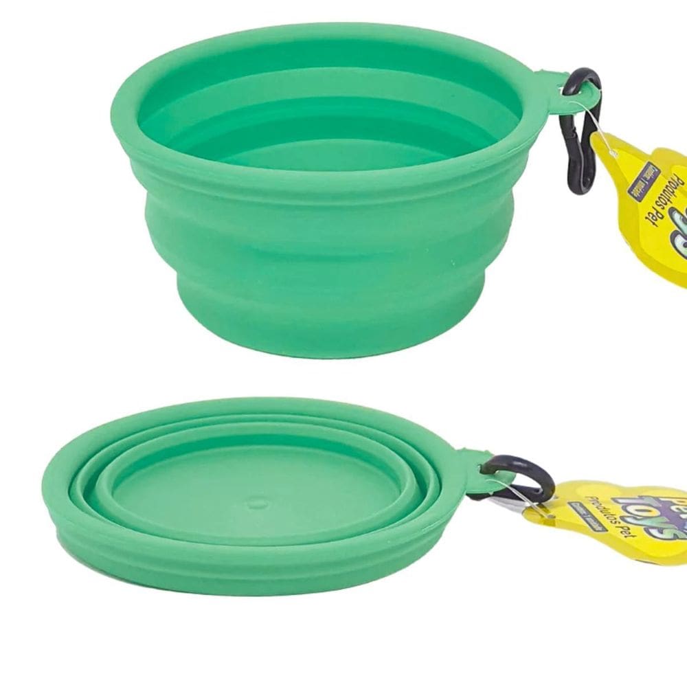 Comedouro Bebedouro Retrátil Para Cães E Gatos 400 Ml Verde