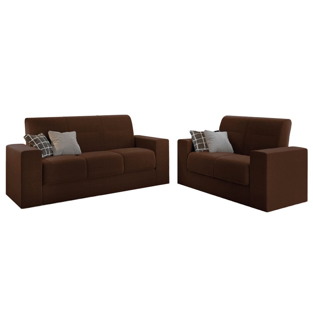 Conjunto de Sofá 2 e 3 Lugares Leon Veludo Mamflex