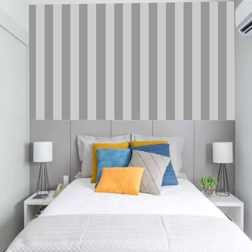 Papel De Parede Adesivo Listras Cinza Vertical 300X52Cm