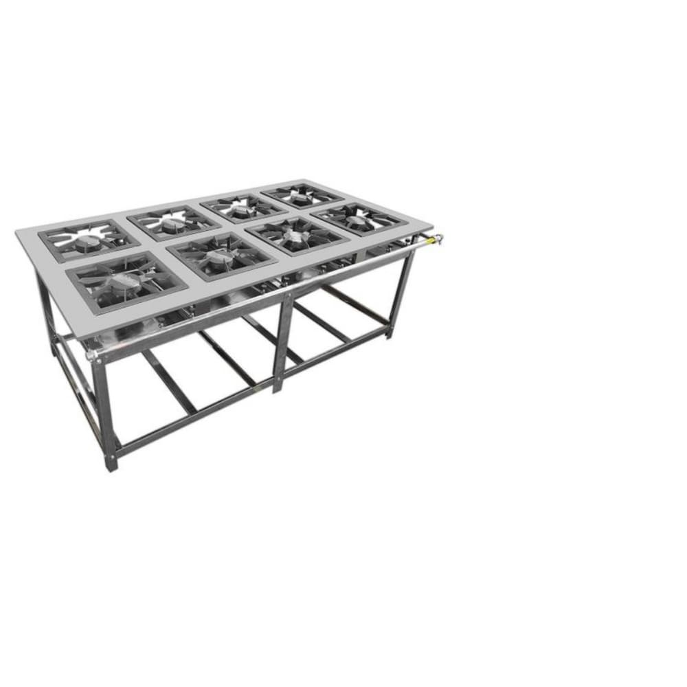 Fogão Industrial 8 Bocas 30x30 Ap P7 em Aço Inox Leona