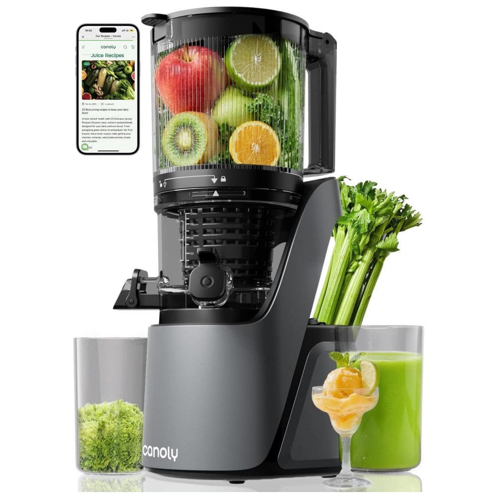 Extrator de Suco Canoly C16 Cold Press, Boca de Alimentação Larga de 15cm, com Duplos Filtros para Sucos e Sorvetes, Motor Potente