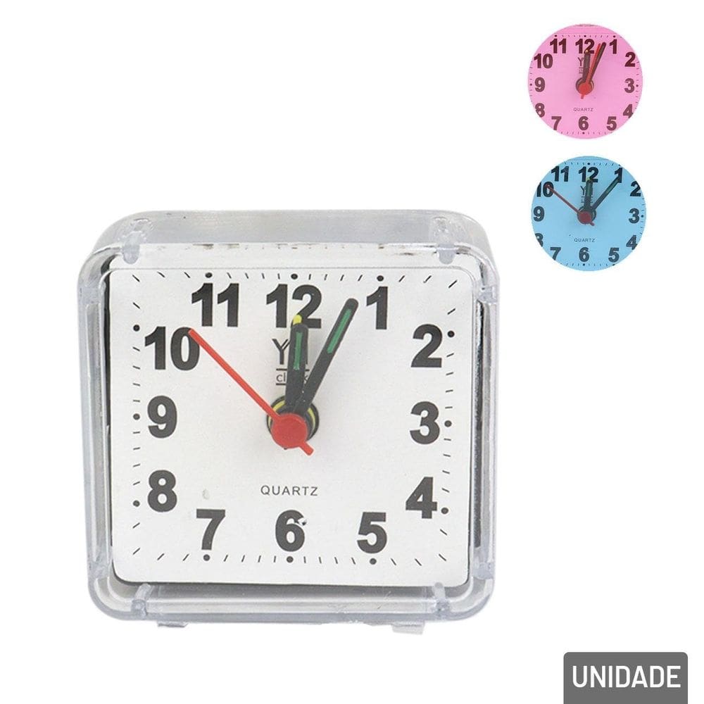 Relógio Analógico de Mesa 5,5cm Despertador Color - Tudo em Caixa