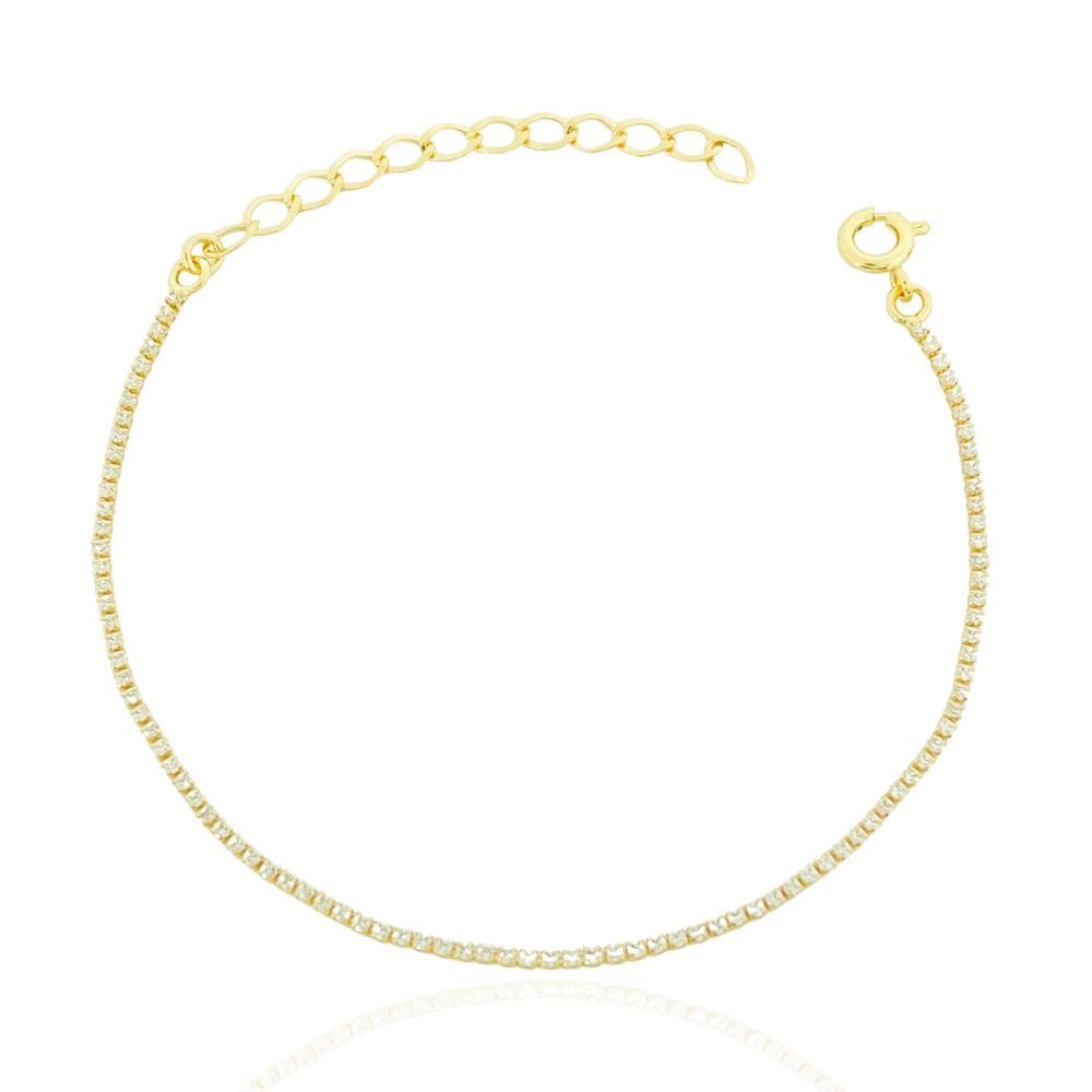 Pulseira Riviera Fina Cristal Banhada a Ouro