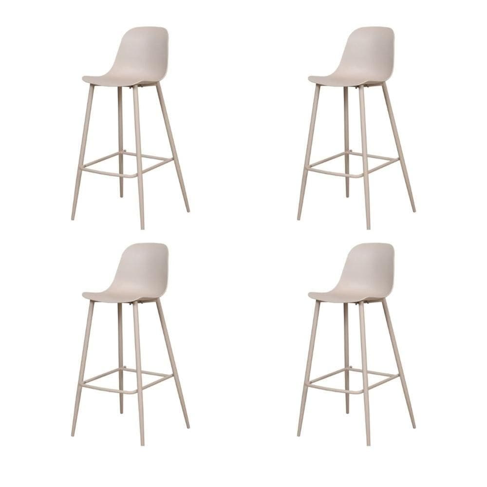 Kit 4 Banquetas Médias Miami Abi Fratini 91,50 cm (altura) Polipropileno Nude Base em Aço Pintado