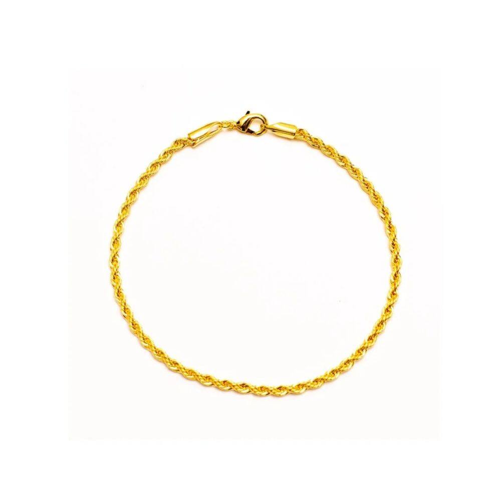Pulseira Cordão Baiano 2mm Banhada a Ouro