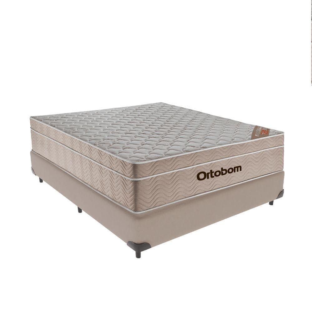 Cama + Box Airtech Colchão Ortobom Casal 138cm Branco