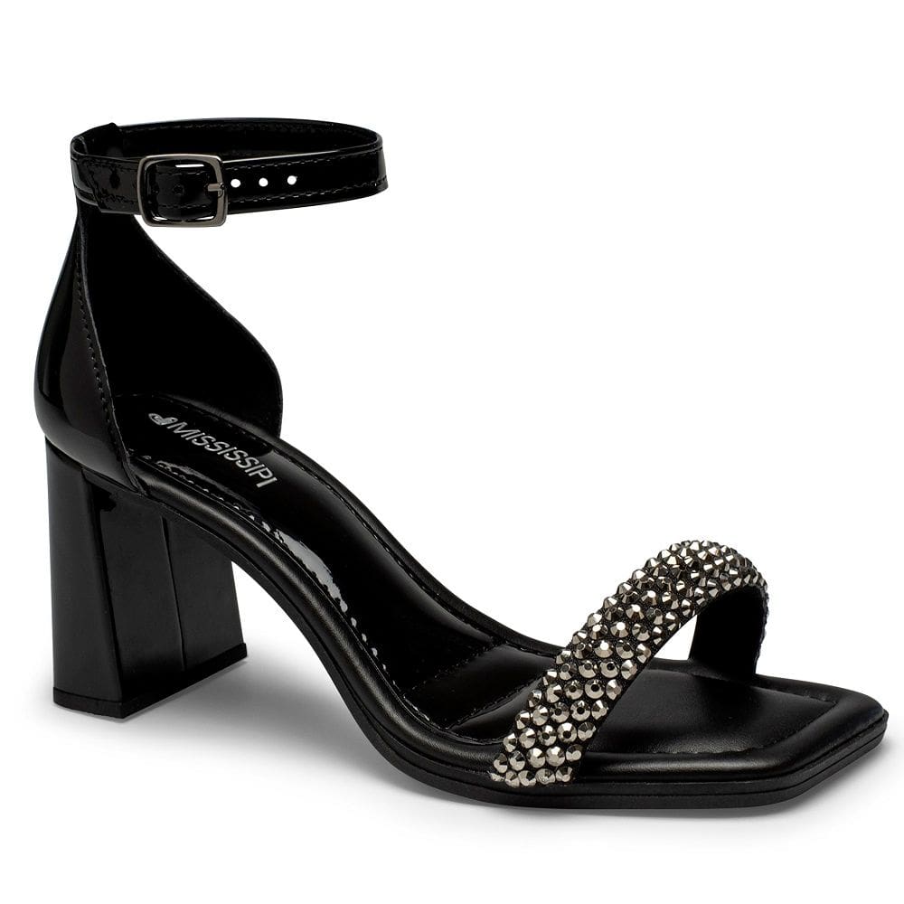Sandália Salto Enfeite Pewter Mississipi MF393 Feminina - Preta
