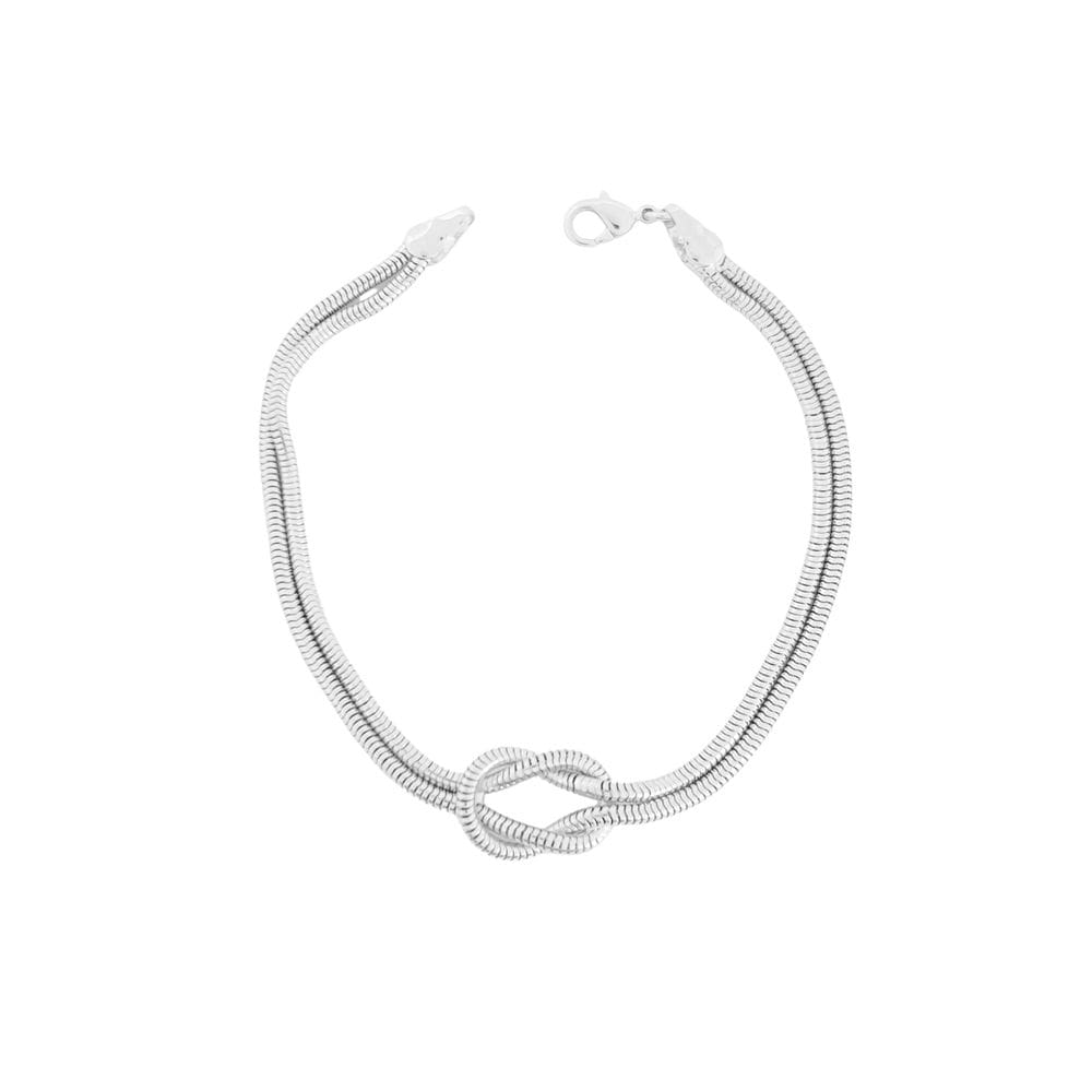 Pulseira Fio Alemão Nó Entrelaçado Banhada a Prata