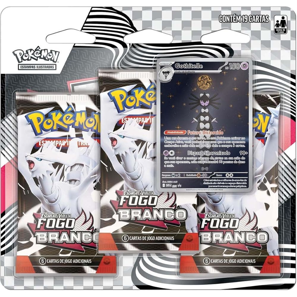 Triple Pack Pokémon Gothitelle Ev10.5 Fogo Branco Copag 19 Cartas