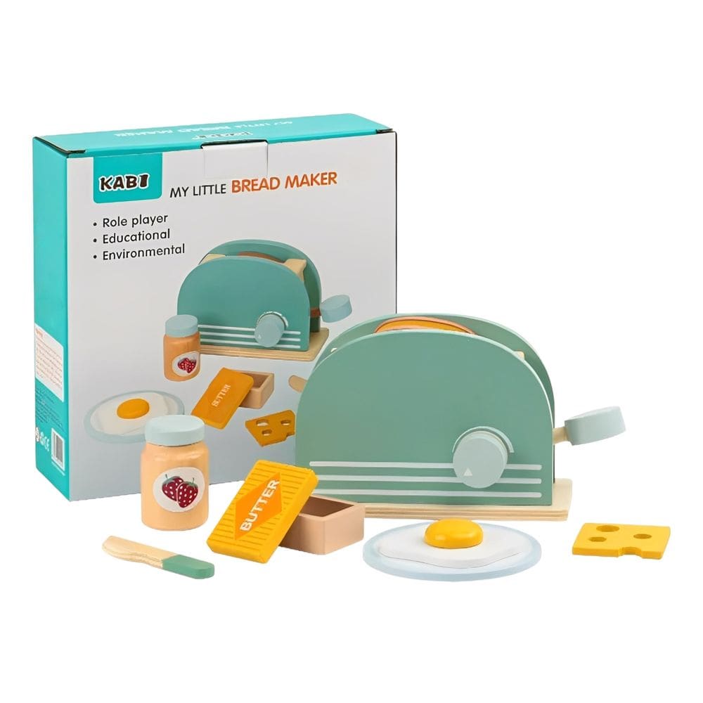 Kit Torradeira Infantil em Madeira Café da Manhã 10 Peças Didáticas - OMG