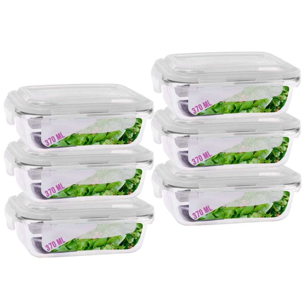 Kit 6 Potes de Vidro Hermetico 370ml 4 Travas Mantimentos Marmita