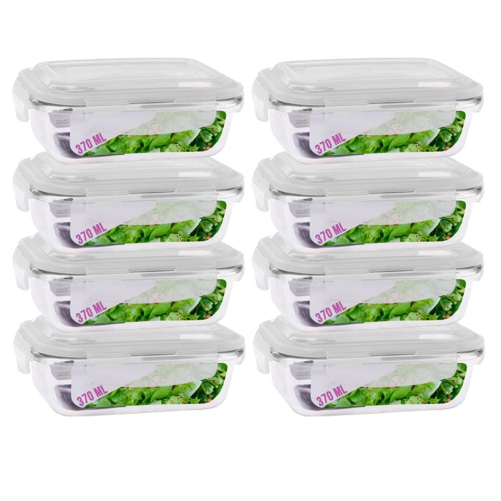 Kit Potes Vidro Transparente 370ml Marmita Fitness Frutas 8 UN