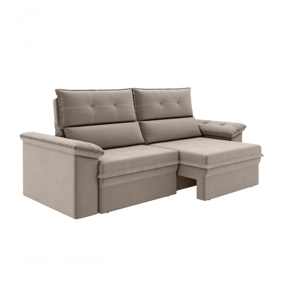 Sofá Nevasca 1,80m Retrátil Reclinável Suede Capuccino Xflex Sofás