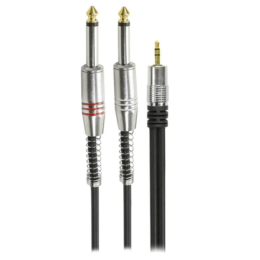 Cabo P2 Estereo Para 2 P10 Mono Plug Metal 2 Metros 018-8048