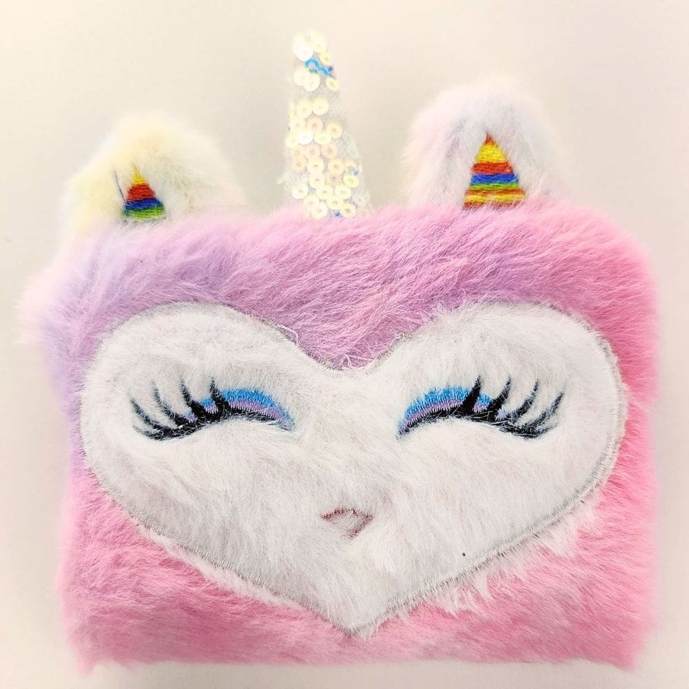 Caderneta (PEQUENA) de Pelucia Unicórnio 80 Folhas 9cm x 6cm Sem Pauta Papelaria Kwaii