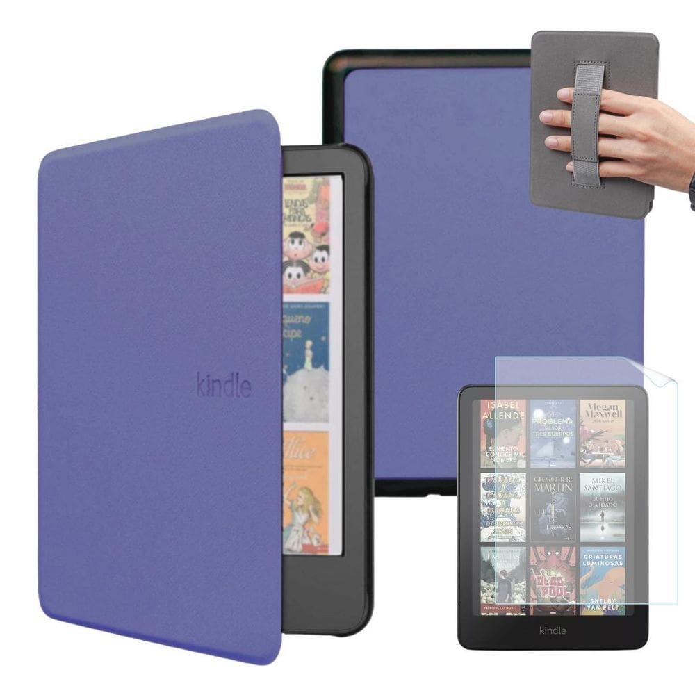 Capa Couro Com Alça Para Novo Kindle Colorsoft 1 + Película