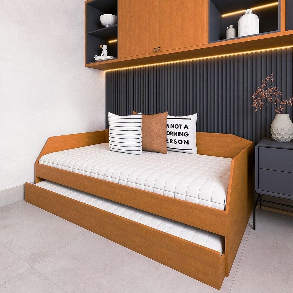 Sofá Cama Com Cama Auxiliar Americana Luxo Em Mdf Resistente Nobre Nature